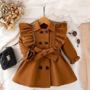 بالطو حزام "الأميرة الصغيرة" – أناقة شتوية بلمسة كشكشة ملكية